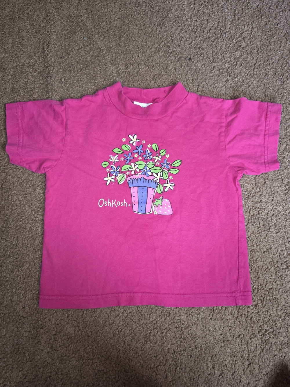 Vintage OshKosh B'gosh Hot Pink Floral Pot Graphic Tee